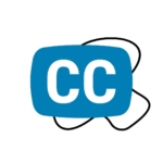 Closed captioning icon in blue with squiggle