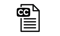 Icon of a document with closed caption logo CC on top