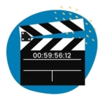 Film clapperboard with drop frame timecode 00:59:56:12