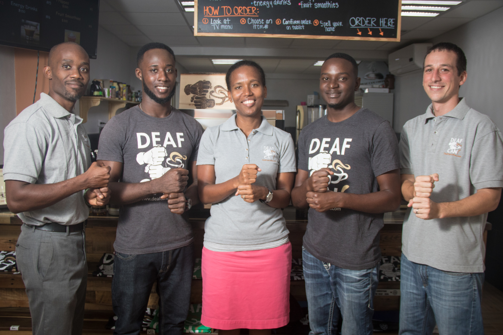 Tashi with other students from Deaf Can Coffee