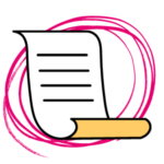 Written document with magenta squiggle