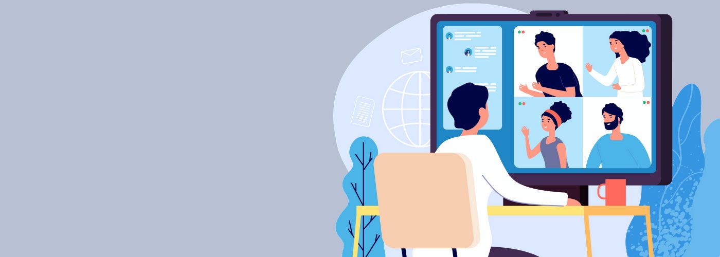 video conference of people talking to each other