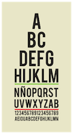 eye chart with letters getting smaller toward the bottom of the page
