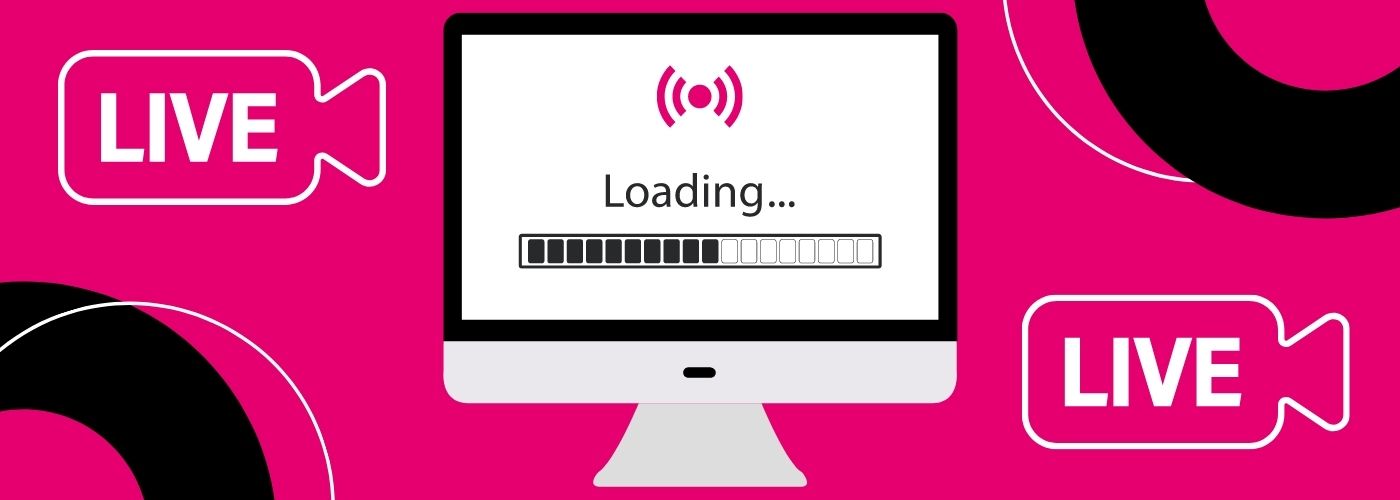Computer that says "loading" with live video icons.