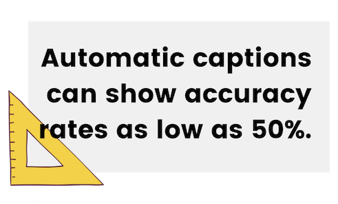 Automatic captions can show accuracy rates as low as 50%.