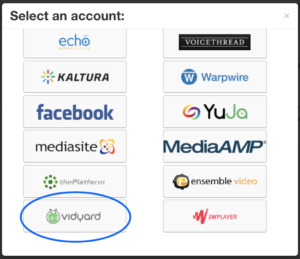 selecting Vidyard in the 3Play Account System from the list of integrations