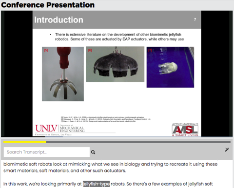 Conference presentation using interactive transcript