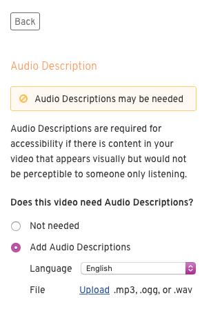 audio description upload page