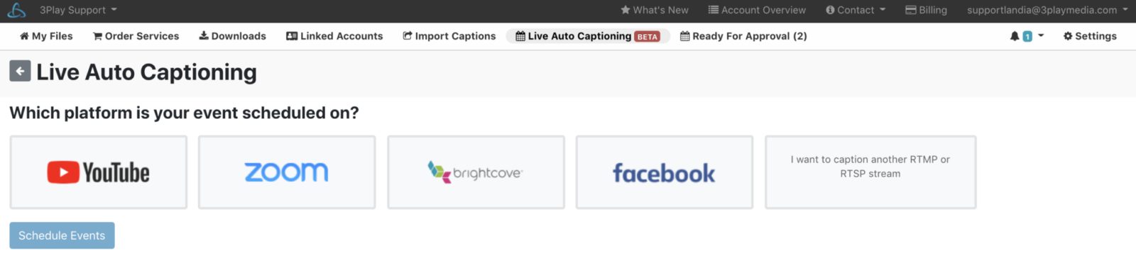 YouTube, Zoom, Brightcove, and Facebook logos