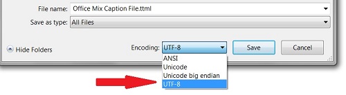 Encoding type UTF-8