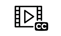 icon of a film strip with a CC logo on the right corner