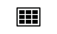 Icon of a rectangle with three rows and three columns of mini rectangles filled in black