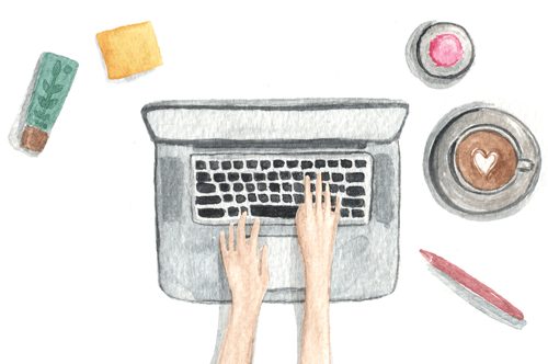 laptop in watercolor