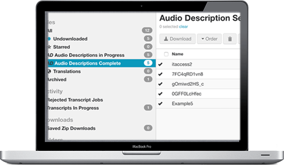 In your account, you will see a filed titled Audio Descriptions Complete. There you find all you descriptions.