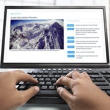 Editing audio description how to image. A laptop with the audio description editing interface on the screen