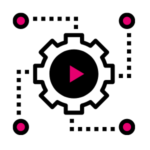 gear with play button in the middle