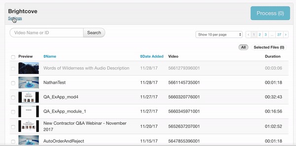 Click on settings then turn postback on in 3Play Media account Brightcove settings window.