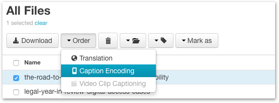 Screenshot with Order and Caption Encoding selected