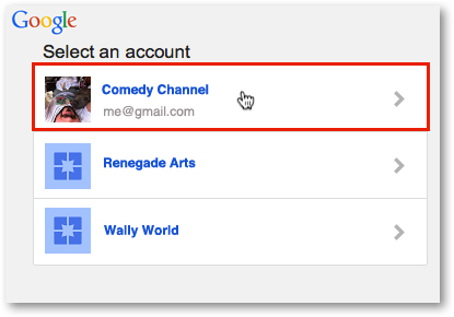 Select a Google account