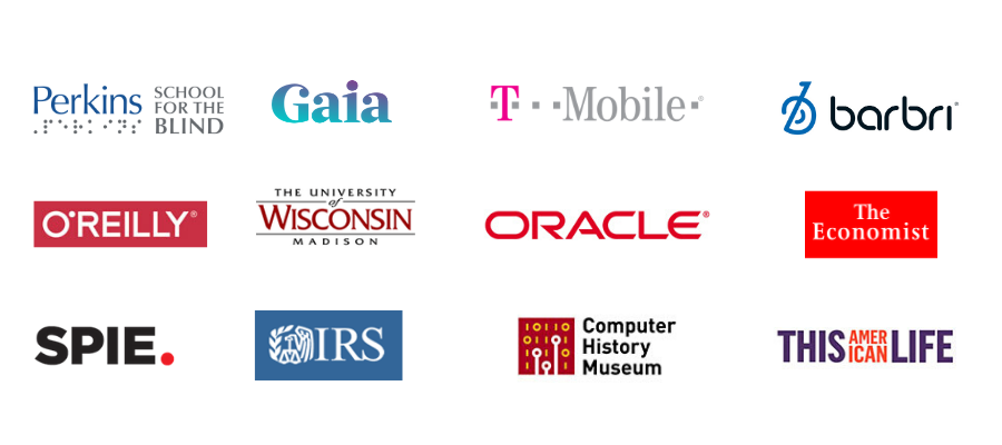 3play's customers include Gaia, Perkins School for the Blind, T Mobile, The Economist, and Oracle