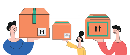 people holding delivery boxes