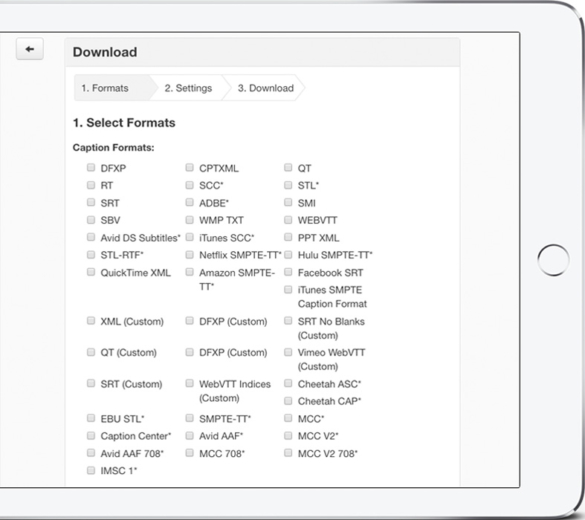 3Play Media Account System Download Captions Format Options