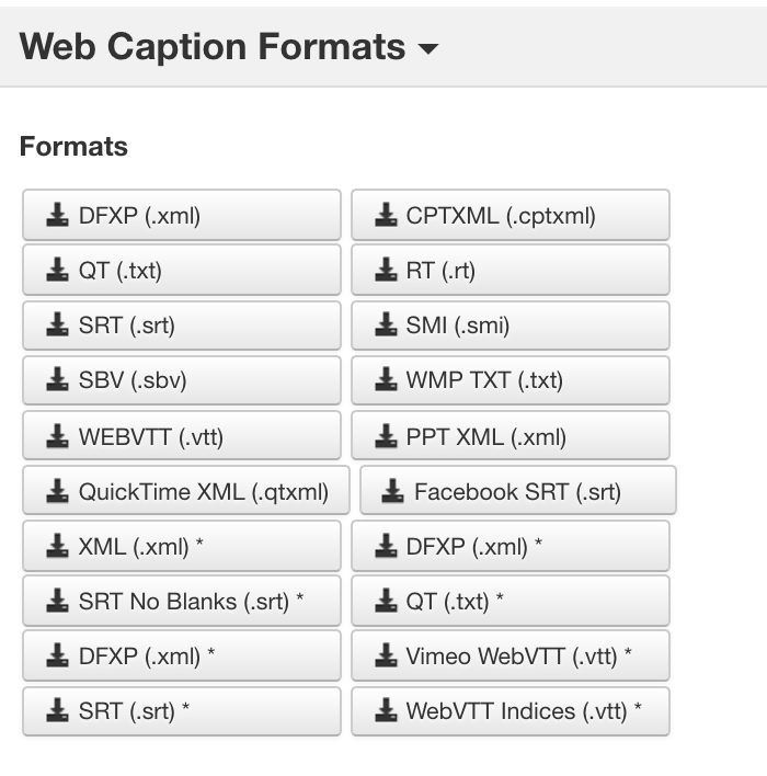 Download Web Caption Formats
