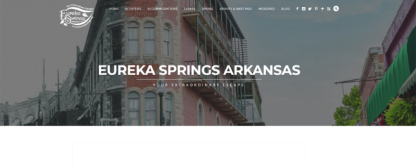 front page of the Eureka Springs website