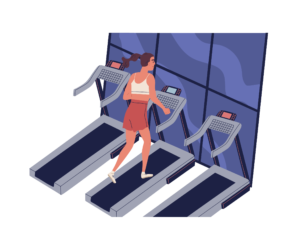 young woman running on a treadmill