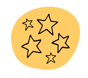 Cluster of five stars on yellow background