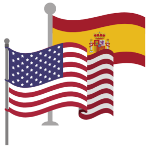 American and Spanish flags