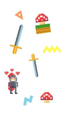 pixalated sword and mushrooms