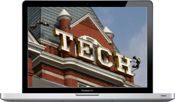 Photo of Georgia Tech on laptop screen