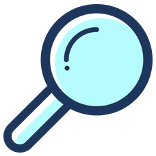 light blue magnifying glass icon
