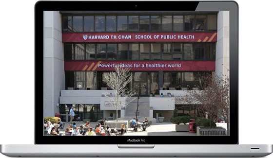Image of Harvard School of Public Health on a laptop screen