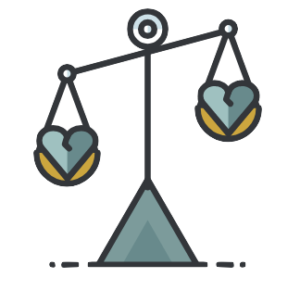scaling balancing two hearts