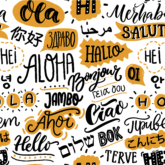 hello in different languages for an interactive transcript