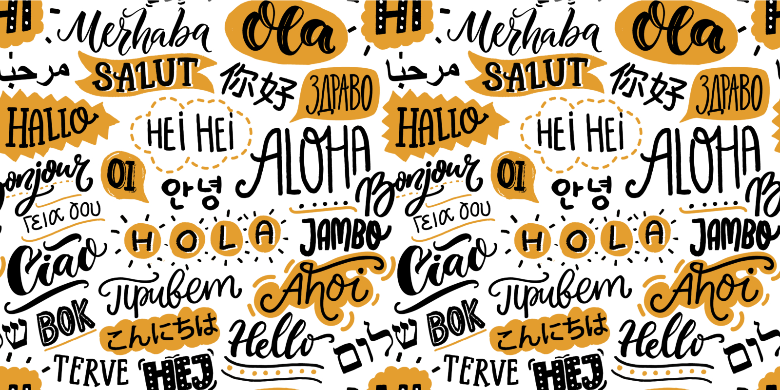 hello in different languages for an interactive transcript