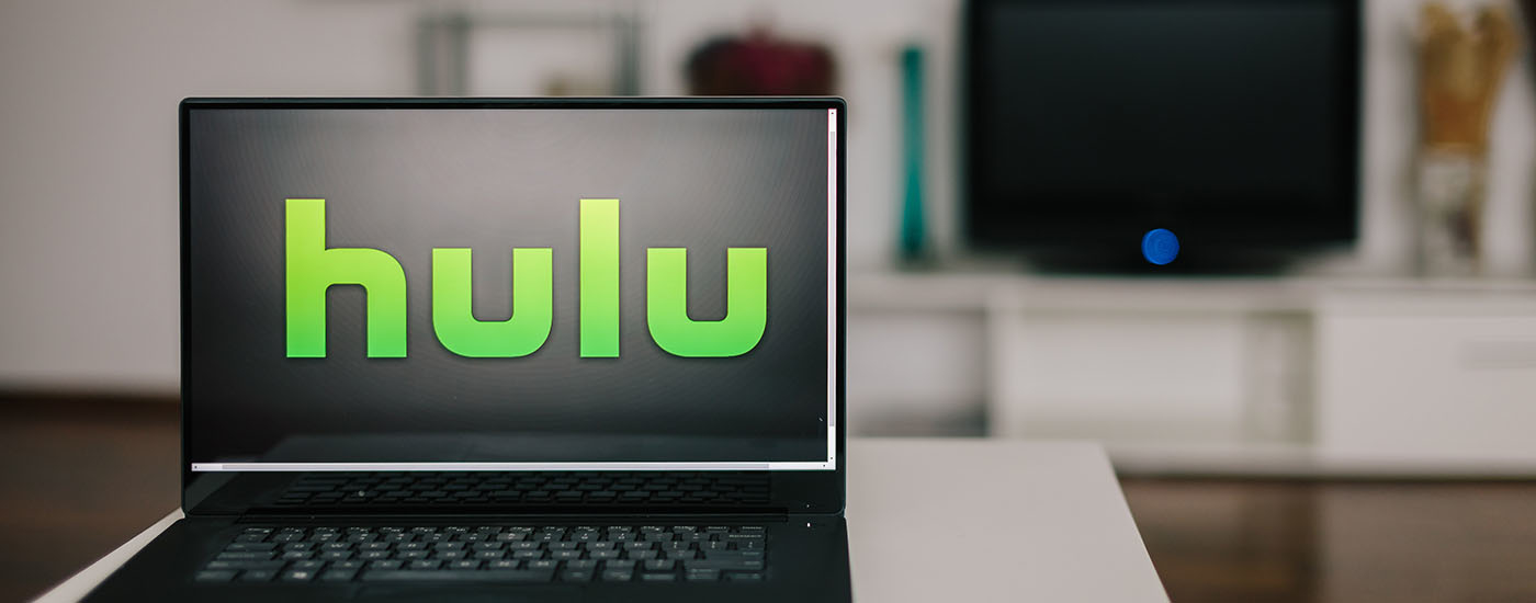 Hulu logo on laptop screen