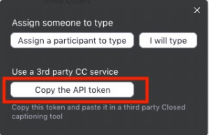 copy the API Token page in zoom