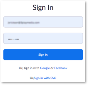 Zoom sign in page