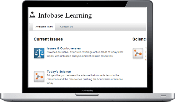 Infobase Learning on laptop screen