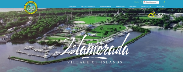 front page of the Islamorada village website