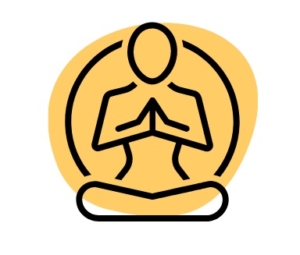 Icon of person meditating on a yellow background
