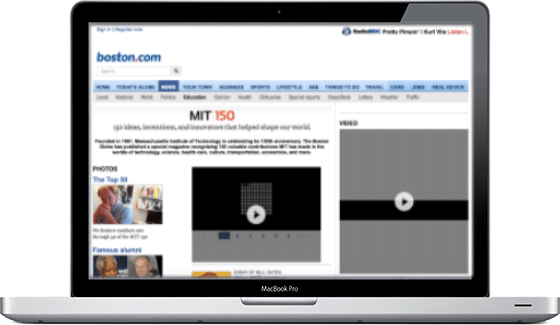 Screenshot of Boston.com on laptop screen