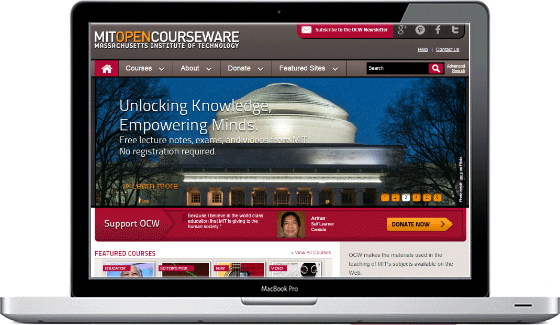 Screenshot of MIT OpenCourseWare on laptop screen