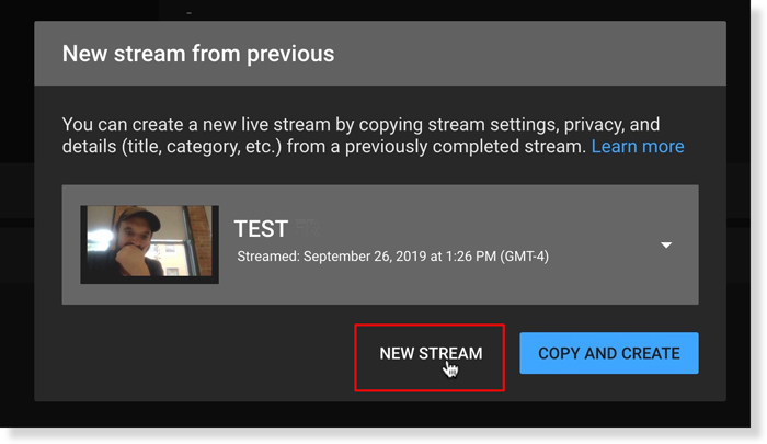 select the new stream icon in Youtube 