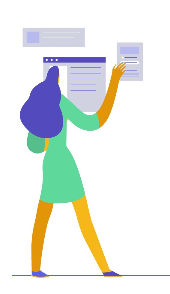 Woman looks at pop-up windows on her laptop.