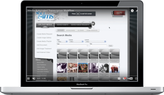 Screenshot of ELMS interface on a laptop