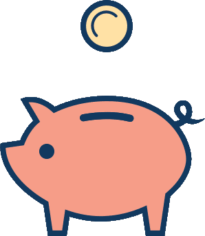 gif with coins falling into piggy bank